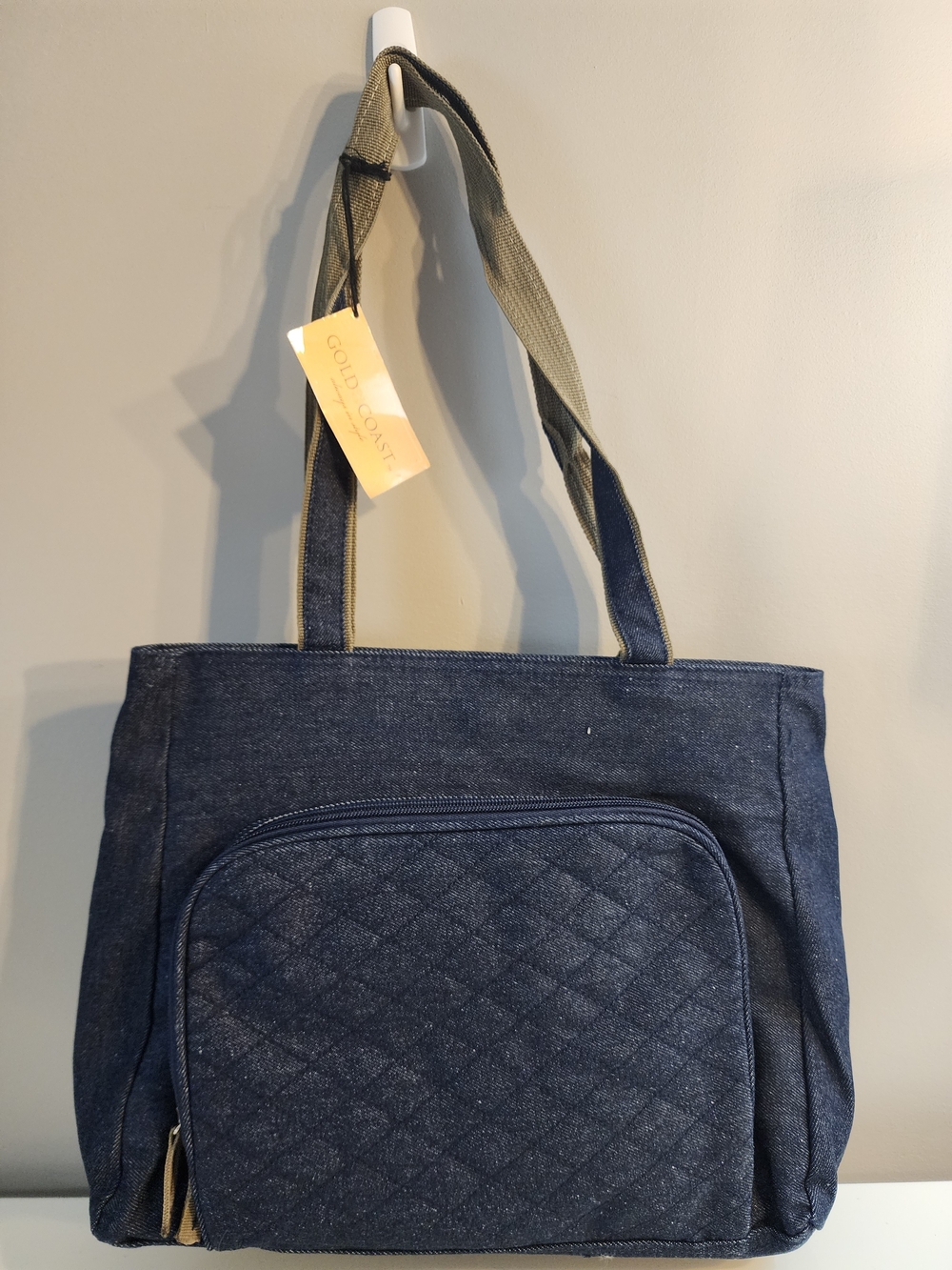 Navy Quilted Tote Bag